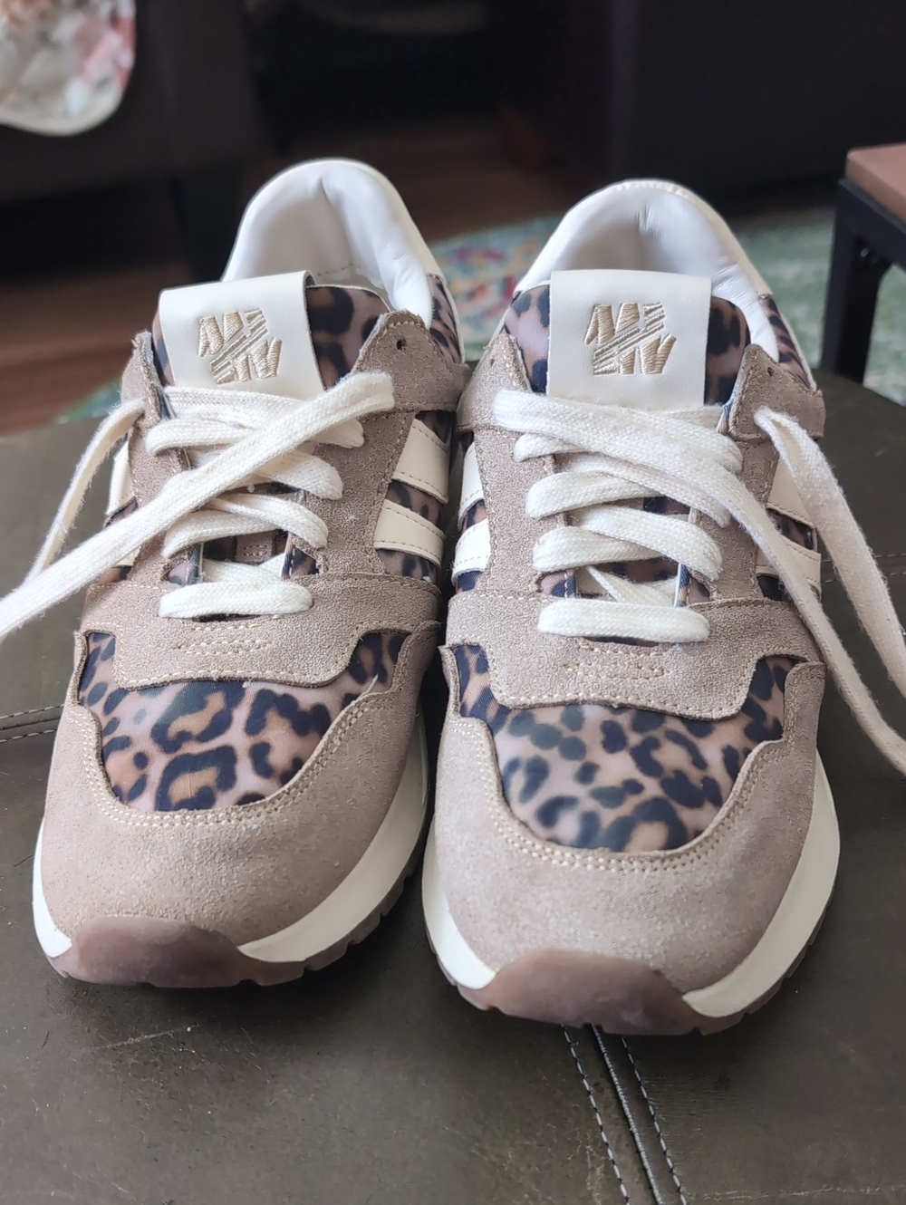 Steve Madden Leopard Print Suede & Taupe Lace-Up Sneakers